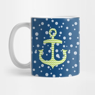 Lime Blue Chevron Nautical Anchor Mug